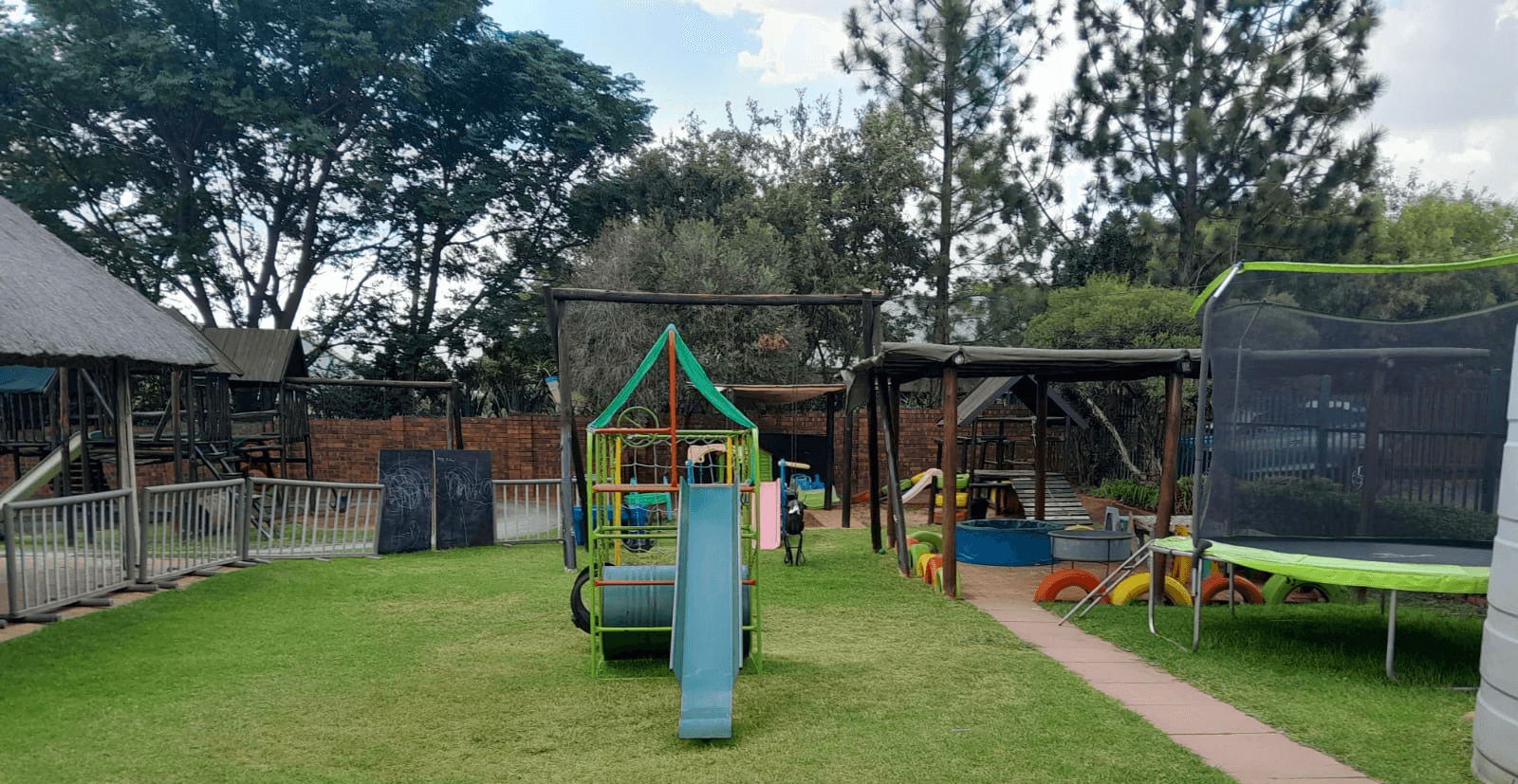 Colourful jungle gym and slides on the Kyalami Ridge playground